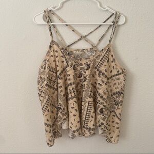 Free People XS 100% Cotton Boho Paisley Crop Top - Trendy Summer Festival Wear
